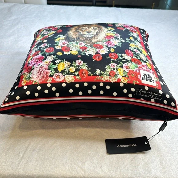 DOLCE & GABBANA FOR DJ KHALED NEW NWT LION FLORAL DOT ACCENT THROW PILLOW - Picture 7 of 13